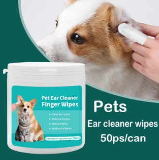 Khăn lau tai thú cưng dạng đeo ngón tay 50 cái/hộp