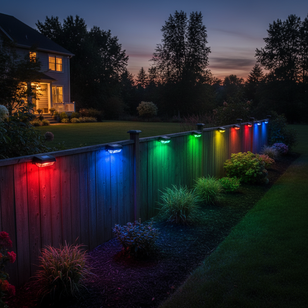 Đèn RGB solar fence light chiếu sáng sân vườn