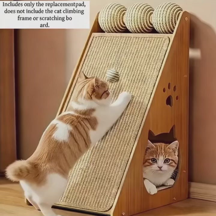 Standing Sisal Cat Scratcher with Hanging Ball – Space-Saving Cat Furniture for Sofa & Chair Protection